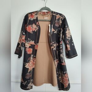 Women’s Garden Floral Faux Leather Cardigan Topper Jacket New With Tags T Tahari